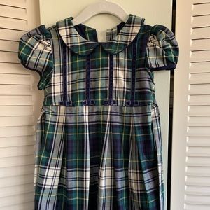 Plaid green and blue dress with back tie